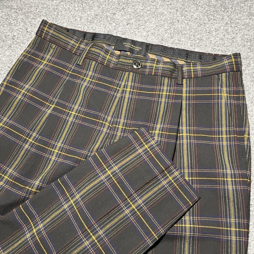 Scotch & Soda Pants Men 32x29 Pleated Slim Fit Stretch Trousers Tapered